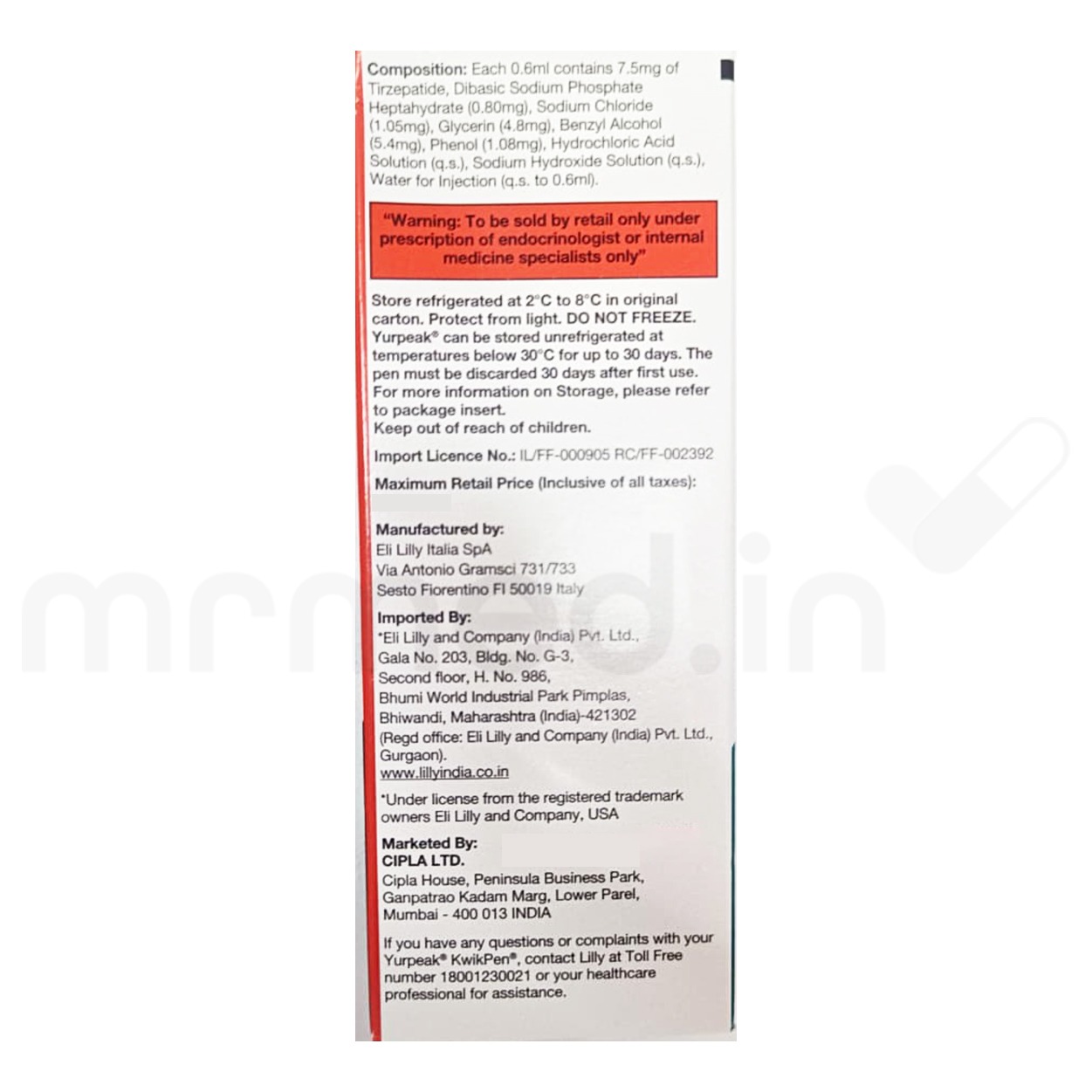 Yurpeak 7.5mg Kwikpen Price in India | Buy Online at MrMed