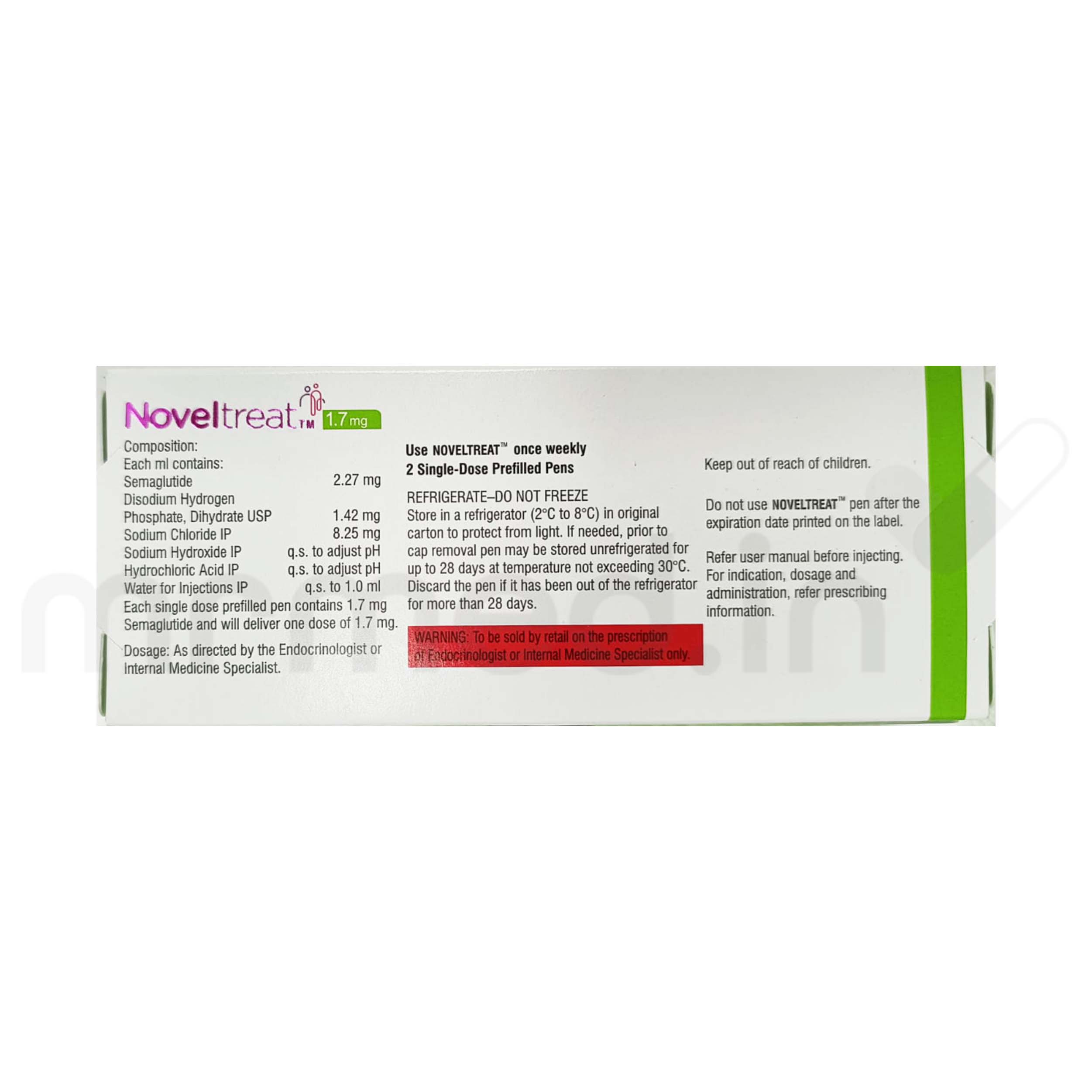 unrefrigerated semaglutide Noveltreat 1.7 mg Price in India